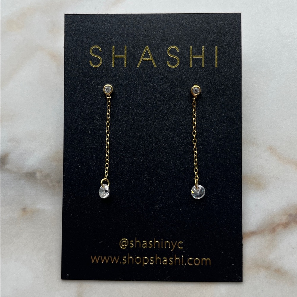 SHASHI Bella earrings. Gold Chain Earrings with Crystal Accents